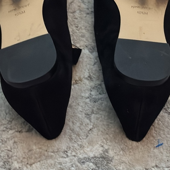 Nine West Aimee  Sz 10 1/2 pointed Mary-Jane Flats Black suede side buckle shoes - Picture 9 of 12